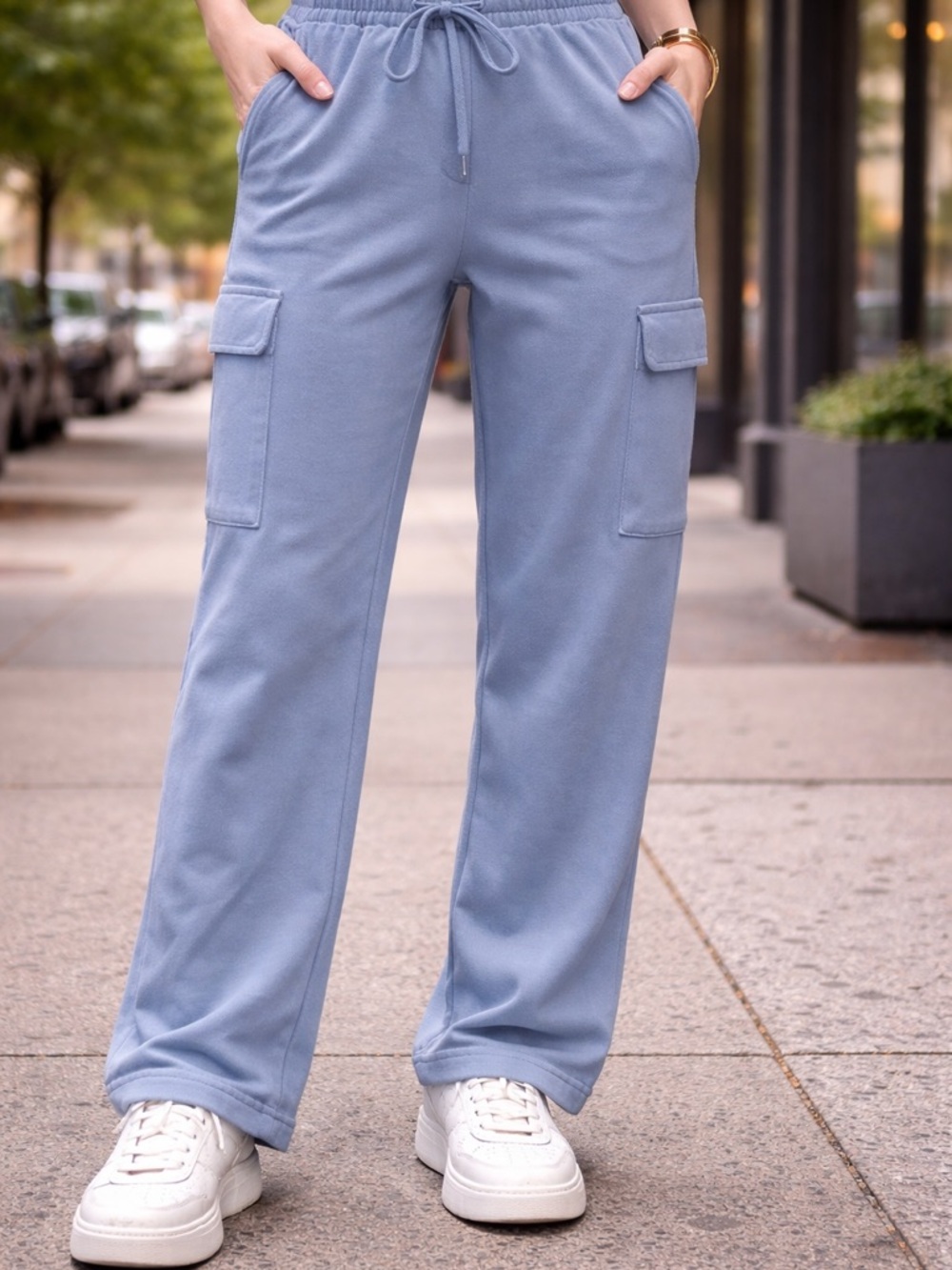 Zara Light Blue Cargo Pocket sweatpants